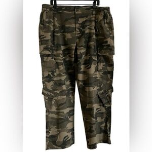 OCHENTA Stretch Cargo Pants Camo Camouflage Straight Leg Grunge Y2K Plus Sz 18